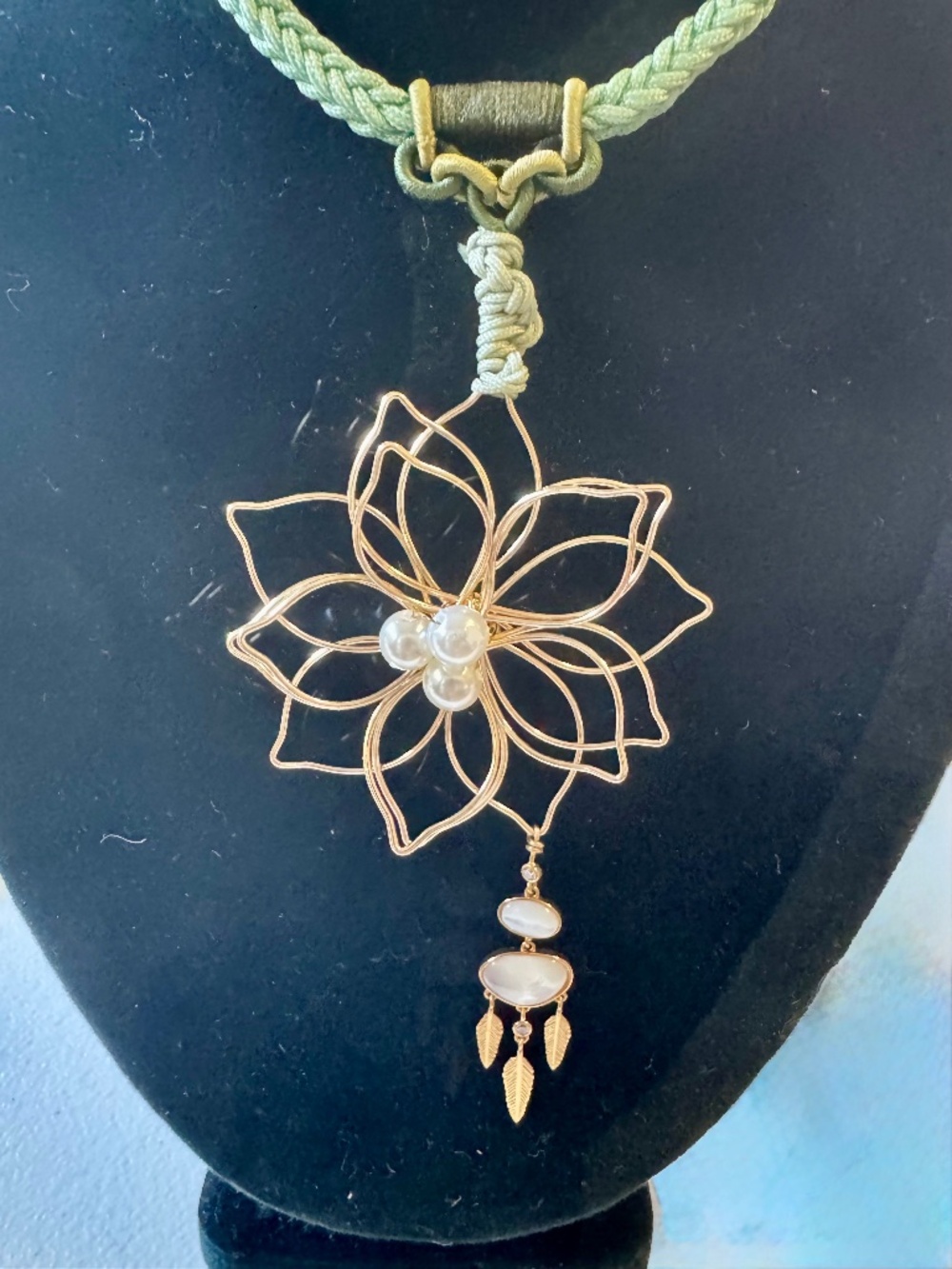 Custom Upcyled Gold-Fill Pendant on Satin Cord - The Only One - Art by Angela